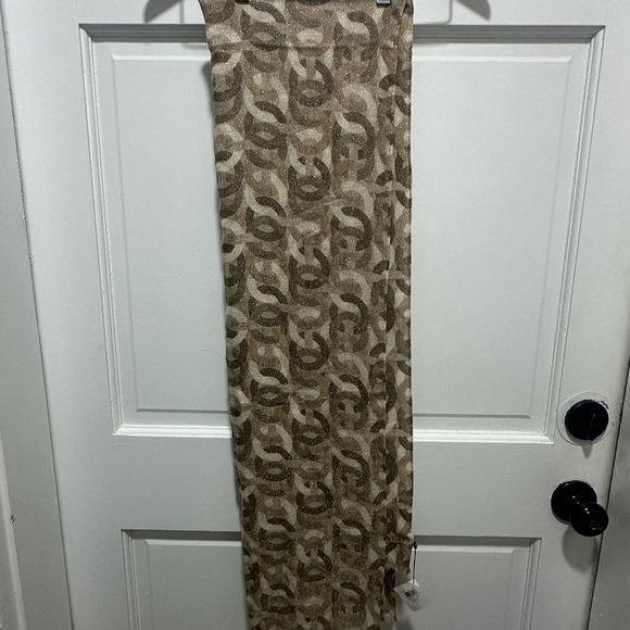 Coach Y2K Signature Interlocking C Scarf in Brown and Tan NWT Wool Cashmere - Picture 6 of 6